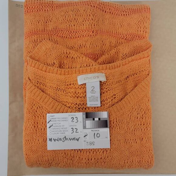 Chicos Orange Knit Dolman Sweater Top Oversize 582 - Picture 11 of 13